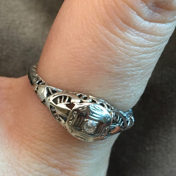 14k white gold filigree ring - Picture 13 of 15